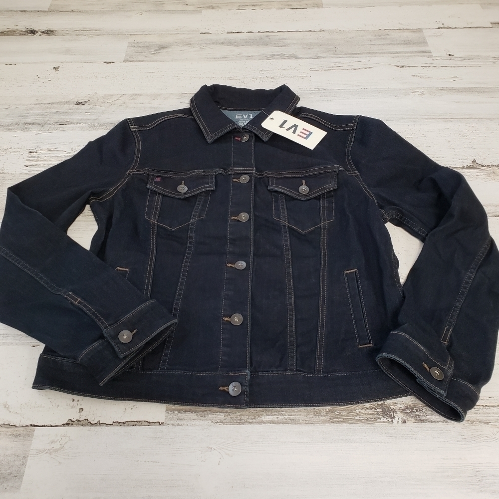 EV1 Womens Blue Jean Love Button Up Jacket Size Medium